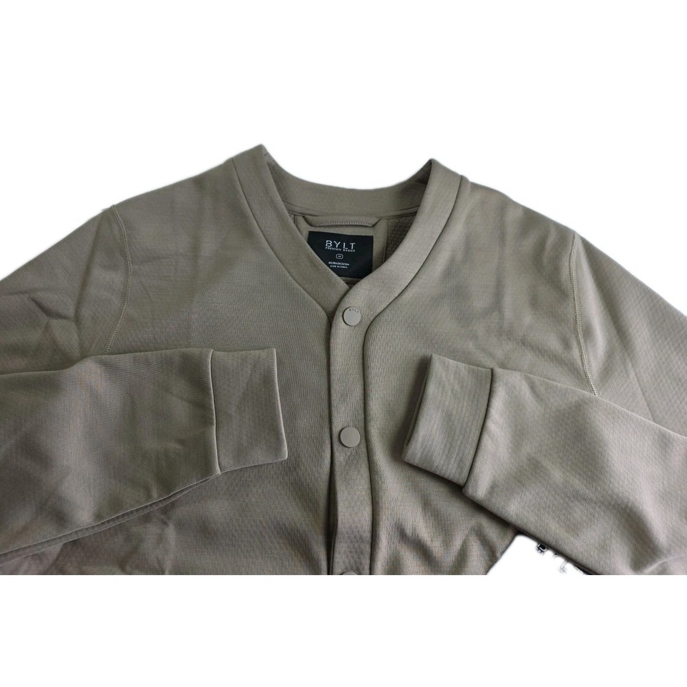 BYLT Adventure Fleece Cardigan Mens Medium TAN Snap Up Performance Shacket NEW